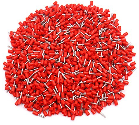 sourcing map Isolierte Aderendhülsen Rot 1mm2 1000Stk. Für Auto Marine | Kupfer, PVC, 1Mm2/18AWG, Länge 15Mm, Dampfbeständig, Salzbeständig, Korrosionsbeständig, Leitfähig, Für Marine