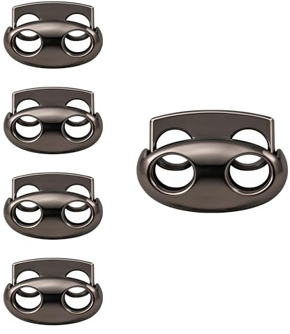 WedDecor Metal Push Button Twin Hole Cord Lock Spring Loaded Toggle Stopper for Shoelaces, Jackets, Sportswear, Clothing, Backpacks, Luggage, DIY Craft Projects (Gunmetal, 20pcs)