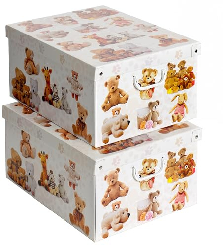 2er-Set Aufbewahrungsbox mit Deckel für Kleidung und Wäsche, Stofftiere Gross Karton Kleiderschrankboxen, saisonaler Wechsel, Geschenkboxen 50x39x24 cm, BIG