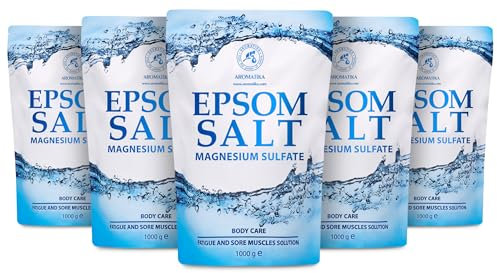 Epsom Bath Salt 5kg - 100% Pure & Natural Epsom Salt - Concentrated Magnesium Sulphate - Soothing & Relieves Sore Muscles - Relaxation & Detoxifying - Body Care - Heals - Best Good Sleep