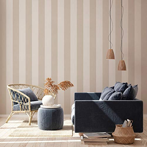 Papier peint rayures A.S. CréationNew Elegance 375543 37554-3 Papier peint intissé | Beige/Crème | Papier couloir | Rouleau (10,05 x 0,53 m) = 5,33 m²