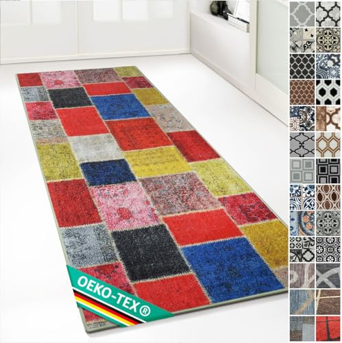 Floordirekt Teppich-Läufer auf Maß Monsano - Moderner Wohnteppich für Flur, Küche, Schlafzimmer - Meterware - rutschfest, robust & pflegeleicht (Mehrfarbig, 80 x 300 cm)