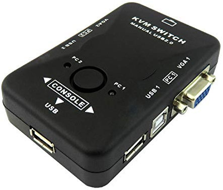 D42CS Commutateur KVM 2 ports USB VGA - Partagez clavier, souris, imprimante et moniteur entre 2 PC, prise en charge de 1 écran HD, périphériques USB (câble non inclus)