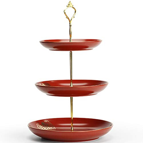 ZYCSKTL Alzata per Dolci,Cremagliera del Vassoio del Dessert della Frutta Secca di Ceramica di Celebrazione del Matrimonio Cinese, Vassoio Pasticceria Frutta 2/3 Strati Soggiorno