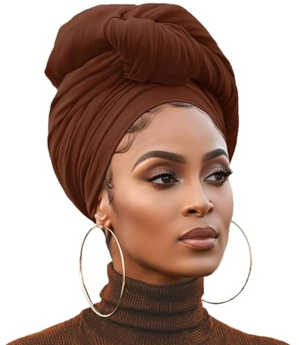 XTREND Stretch jersey huvudsjal stickad turban urban hårband halsduk mode pannband enfärgad andas ultramjukt extra långt pannband slips för kvinnor