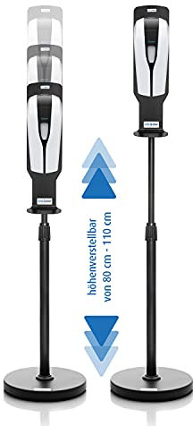 Seifen- und Desinfektionsständer höhenverstellbar inkl. Sensor - Desinfektions-Spender mit Tropfendüse für Gel und Seife, Seifenspender | berührungslose Handdesinfektion mit Sensor | Rundständer