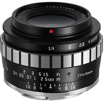 TTARTISAN 23 mm F1.4 lente gran angular distancia focal fija APS-C para cámaras Sony E Mount A5000 A5100 A6100 A6300 A6400 A6500 A6600 NEX A7 A7I A7R A7RI A7S A7SI A7SII A99 y más (plata ).