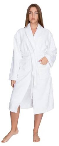 Tuva Home Peignoir Blanc Éponge 100% Coton 450g/m2 Unisexe Pour Femme Et Homme - Hôtel Épais Tailles S/M - 5XL