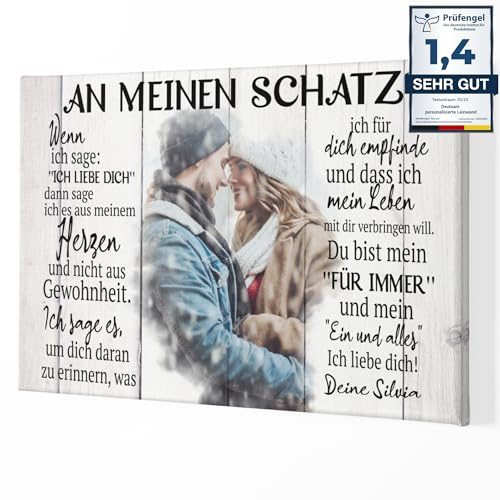 Deutsam Personalisierte Leinwand Für meinen Schatz Geschenk zum Valentinstag an Ihn oder Sie mit eigenem Foto Geschenk Valentinstag für Mann oder Frau Jahrestag Hochzeitstag