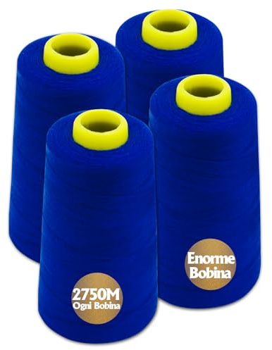Sygarn overlockgarn 100% polyester sygarn set för tråd symaskin 4 sytråd tgarn rivfast symaskingarn tråd överlock garn 40/2 vardera 2745 m, totalt 11000 m (blå)