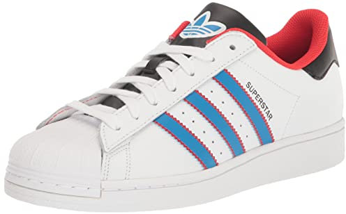 adidas Originals Herren Chaussures de Course Superstar Sneaker, Weiß, leuchtendes Blau, Rot, 40 2/3 EU