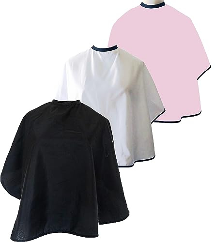 ST-BEST-P Hair Color Cape Makeup Haircut Salon Hairdresser Shampoo Capes Cutting Barber Cape for Men,Women,Clients (3 PCS, Black+White+Pink)
