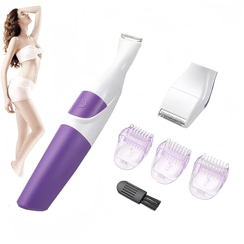 Tondeuse Bikini sans Fil pour Femmes avec 3 Peignes de Garniture, Tondeuse D'épilation 2 en 1 (violet) - étanche