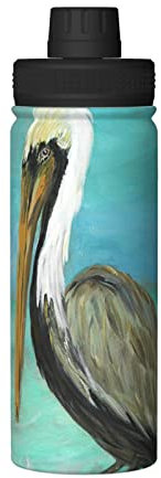 ASEELO Pelicans Bouteille d'eau isotherme réutilisable avec impression artistique 532 ml