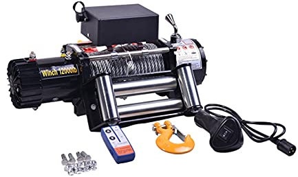 BEKORE Electric Chain Hoist 4500lbs 12V/24 V Electric Winch Motor Vehicle Cross-country Self Rescue And Extrication Small Winch Crane Traction Vehicle Winch Electric Hoist Scaffold