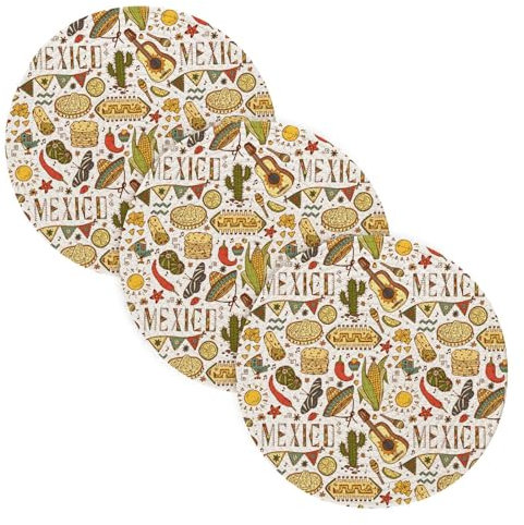 3 Pcs Kitchen Trivet for Hot Dishes 15in Cotton Thread Weave Hot Dishes Trivets for Microwave Stove Modern Farmhouse Decor Mexican Corn Cake Cactus Chili