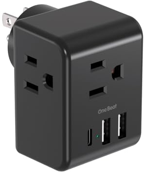 Multi Plug Outlet Extender, Power Strip Non Surge Protector Electric Outlet Splitter with 3 USB Wall Charger (1 USB C), Multiple Outlet Expander for Cruise, Dorm, Travel, Home, Black