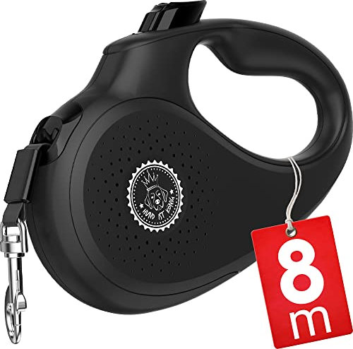 HUND IST KÖNIG® Rollleine Hundeleine 8m für kleine & große Hunde | Hochwertige Hundeleine ausziehbar mit bequemen Griff | Robuste Ausziehleine | bis 50kg
