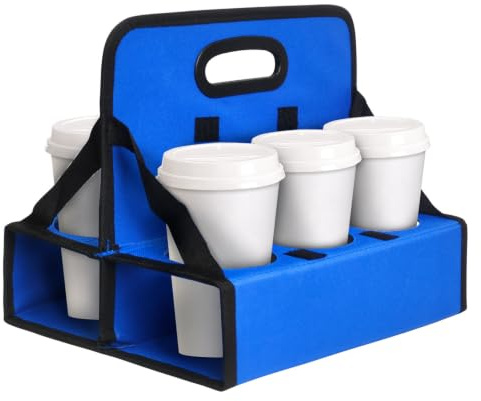 Boczif Becherhalter, 6 Cup Tragbar Getränketräger (Blau) | Zusammenklappbarer Becherhalter, Wiederverwendbar, Geeignet Camping Aufbewahrung Wohnwagen DekoTaschengröße, Festival, Sport