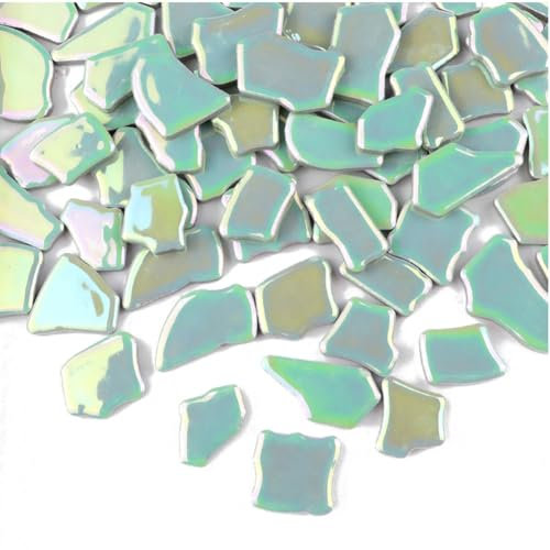 SHTGOI Mosaiksteine Fliesen Flip Keramik Mosaik zum Aufkleben Illusion Kristall Mosaikfliesen, Unregelmäßige Farbe Glasierter Porzellan Mosaik Fliese für Handwerk DIY Deko Kunst