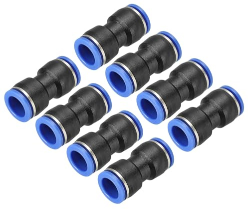 sourcing map Push to Connector Fitting, 16mm Tube OD Quick Connect Air Line Hose Pipe Fitting Straight Pneumatic Connector, Black 8Pcs