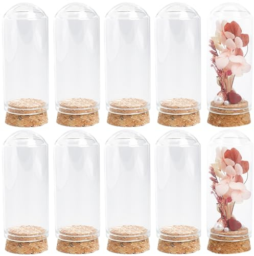SUNNYCLUE 12Pcs Mini Cloche Glass Dome 30x70mm Dome Glass Jars with Cork Base Clear Glass Display Dome Cloche Bell Jar Small Glass Bell Jars for Flower Storage Home Christmas Party Favor Decor