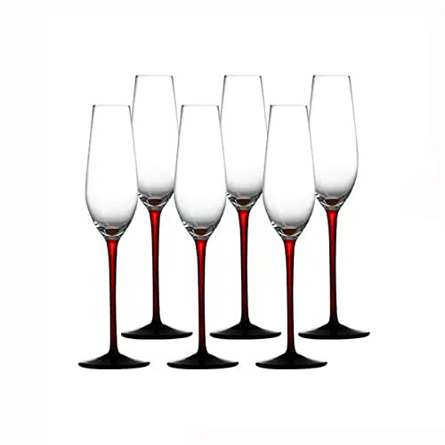 Bicchieri Di Champagne Di Vetro Di Cristallo Di Vetro Di Vino Set Di 6 Bicchieri Di Champagne Di Vetro Spumante 200Ml Flauto Di Champagne per la Vita Quotidiana Domestica