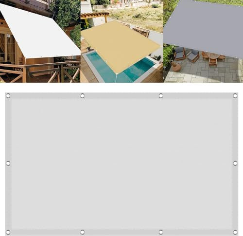 Voile d'ombrage Imperméable Rectangulaire 1.4 x 5.5 m Imperméable Toiles Ombrages avec Oeillets, Coupe-Vent Bâche Dombrages pour Patio Être Applicable Jardins, Blanc