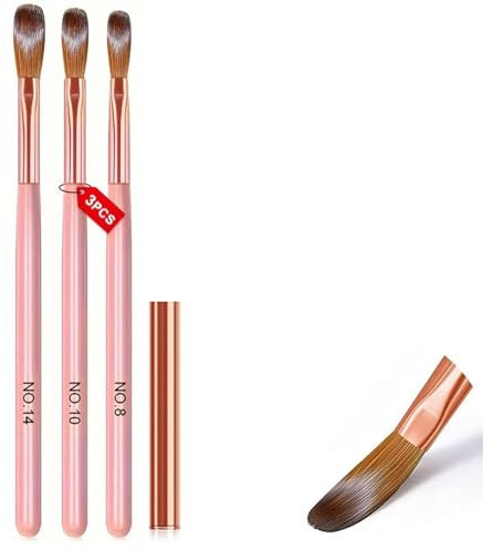 3 Pcs Acrylic Nail Brush Set for Powder, Nail Extension Art Design Women Gift Set – Manicure & Pedicure Brushes for Professional Use