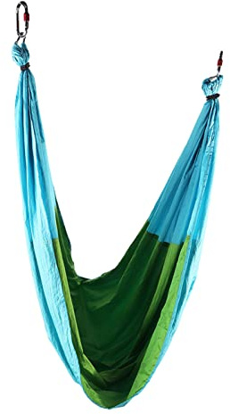 Ejoyous Aerial Yoga Hammock, Anti Foam Handle Yoga Fitness Hanging Swing Sling Hammock with Carry Bag for Relaxing Exercise (Sky blue and fruit green)
