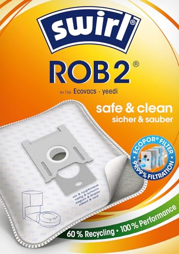 Swirl® ROB 2 Beutel für z.B. Ecovacs und yeedi, Deebot N10 +, T9+, N8 Pro+, T10+, CH-1918, N8+, Deebot Ozmo T8+, T 8 Avi+, yeedi DVX34, 8 Beutel