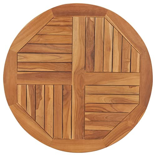 Buzaza Tischplatte Schreibtischplatte Table Top Gartentischplatte Tischplatte Massivholz Teak Rund 2,5 cm 80 cm