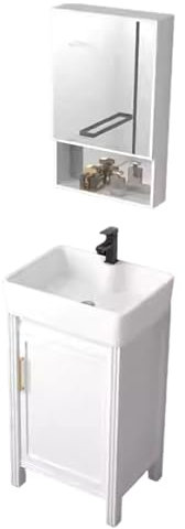 SXSYTR Badezimmer-Eckwaschbecken Mit Unterschrank, Wandmontiertes Keramikwaschbecken, Badezimmerschrank Hängend, Eck Badezimmerschrank Mit Waschbecken Nd Spiegelschrank(40cm)