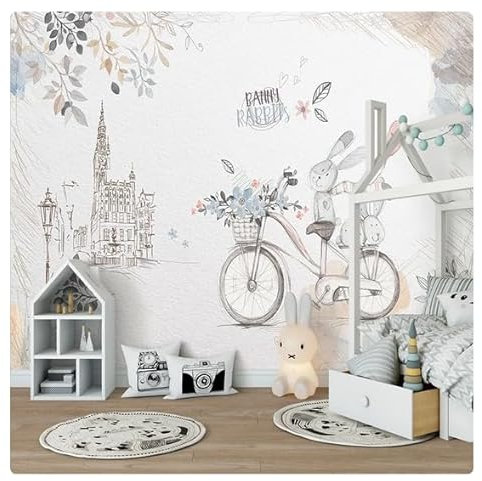 vsdhlsidgl Benutzerdefinierte Tapete Wandtuch Nordic Einfache Kaninchen Kinderzimmer Dekor Wandbilder Schlafzimmer Wohnzimmer Hintergrund Wandbild Papel De Parede*250cmx175cm(98,4x68,9inch)