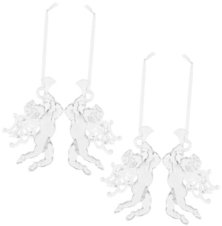 IMIKEYA 4stücke Teiliges Acryl Weihnachtsbaum Anhänger Transparente Engelsflügel Hängende Weihnachtsdekorationen Für Baum Fenster Tisch Festliche Feier