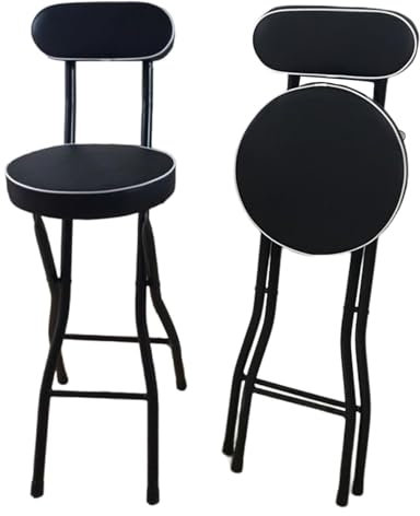 Klappbarer Thekenstuhl mit gepolstertem Sitz, 2er-Set, schwarz, ideal für Frühstück, Restaurant, Büro, Party, 55 cm