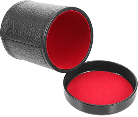 JUMPLAWN Würfelbecher Silent Party Würfelhalter Aus Rotem Kunstleder Mit Samtgefüttertem Sockel Kompakt Und Geräuschlos Für Kneipe Und Ktv Spielzubehör
