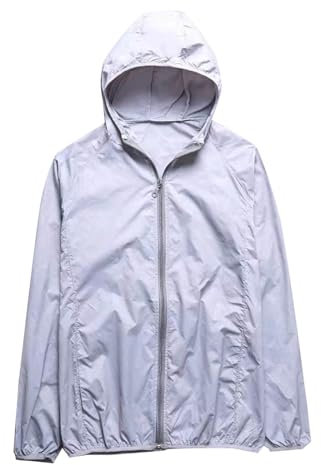 Mrat Mens Full Zip Jackets UK Sun Protection Hoodie Lightweight Long Sleeve Sun Shirts SPF Breathable Water-Resistant Jacket Quick Dry Running Hiking Fishing Performance Outdoor Plus Size S-5XL Gray