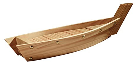 BESTOYARD Boat Shaped Sushi Plate Japanese Decorative Snack Tray Wooden Serving Board for Parties