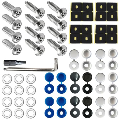 JKITNHJOT Set di viti per targa antifurto, M5, in acciaio inox, viti per targa universali per auto e moto