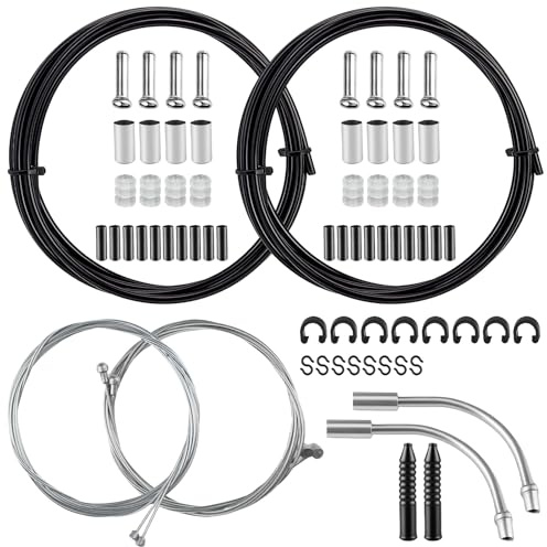 Bicycle Brake Cable Set, Universal Brake Cables Kit Bike Brakes Gear Shifter Cable Kit with End Caps End Ferrules Easy Installation Bicycle Gear Cables Kit for Mountain Road Bike Repair