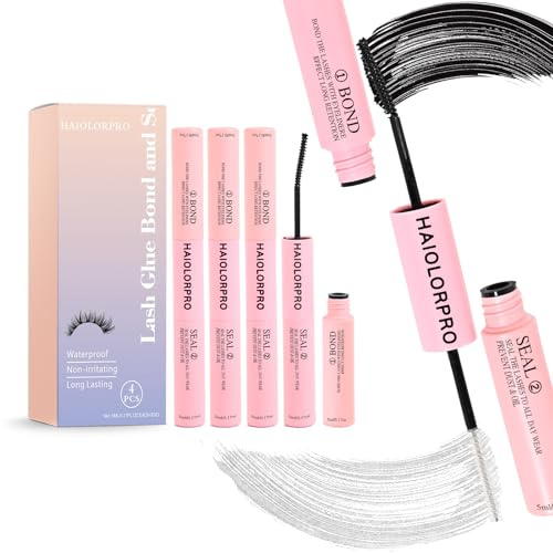 HAIOLORPRO 4PCS Colla Ciglia Finte Ciuffetti, Bond e Seal Ciglia, Colla per Ciglia Finte Lunga Durata Bond and Seal Lash Glue Individuali, Tenuta Forte e Resistente All'acqua, (5 ml+5 ml)/Pezzo