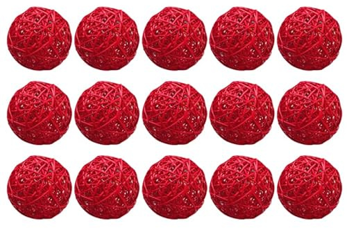 Toyvian 15 Stück Rattan Kugeln 1.97 Zoll Hängende Kugeldekorationen Für DIY Bastelarbeiten Baumkugeldekorationen Weinanhänger Für Kindergarten Hotel Bar Zuhause Und Weihnachten