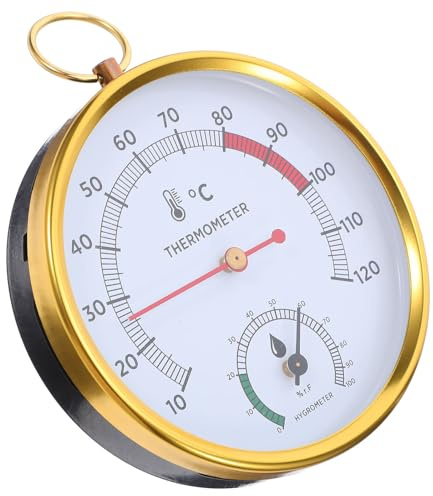 VALICLUD Termómetro E Higrómetro para Sauna Resistente al Calor Medidor de Temperatura y Humedad Analógico Mini Higrómetro Redondo Colgante para Sala de Vapor y Control Ambiental