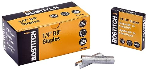 Bostitch B8 PowerCrown häftklamrar, 0,25 tum, 10 000 totalt i 10 separata 1 000 räknslådor (SB8-10 m)