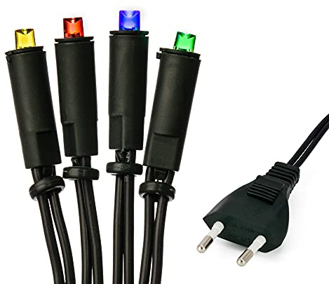 hellum Mini LED-Lichterkette innen 30 LED, bunt, Kabel grün, kurz, Fenster | Mini Lichterkette 220 V mit Stecker, 4,35 m beleuchtete Länge, für DIY Dekoration Weihnachtsbaum, Wohnzimmer >59lm 563351