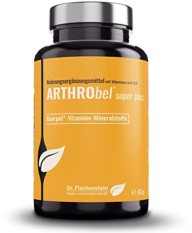 Dr.Fleckenstein Arthrobel super plus, Chondroitin & Glucosamin Kapseln plus L-Cystin (Cystein), Nahrungsergänzungsmittel mit den Vitaminen C und D3, Zink und Biotin.