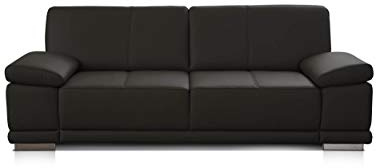 CAVADORE 2,5-Sitzer Sofa Corianne / Kleine Echtleder-Couch im modernen Design /Mit Armteilverstellung / 192 x 80 x 99 / Echtleder dunkelbraun