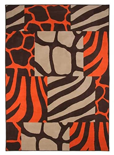 Thedecofactory Safari - Tapis Motif Patchwork Ethnique Marron et Orange 160x230