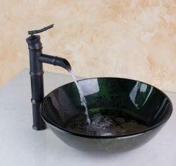 GOWE Bamboo Black Basin Tap+Wash Basin Counter Hand Paint Color Washbasin Glass Sink Brass Sink Mixer Tap Faucet Basin